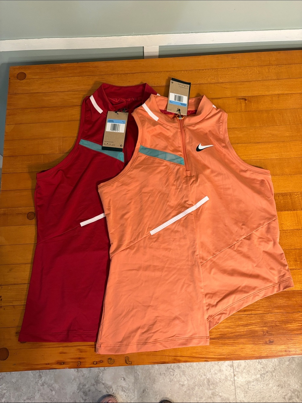 Nike Women's Tank Top Sleeveless Sport Tops - Coral and Burgundy
